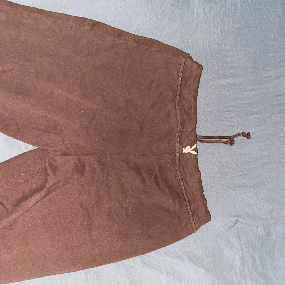 Brown playboy flare fitted sweatpants
